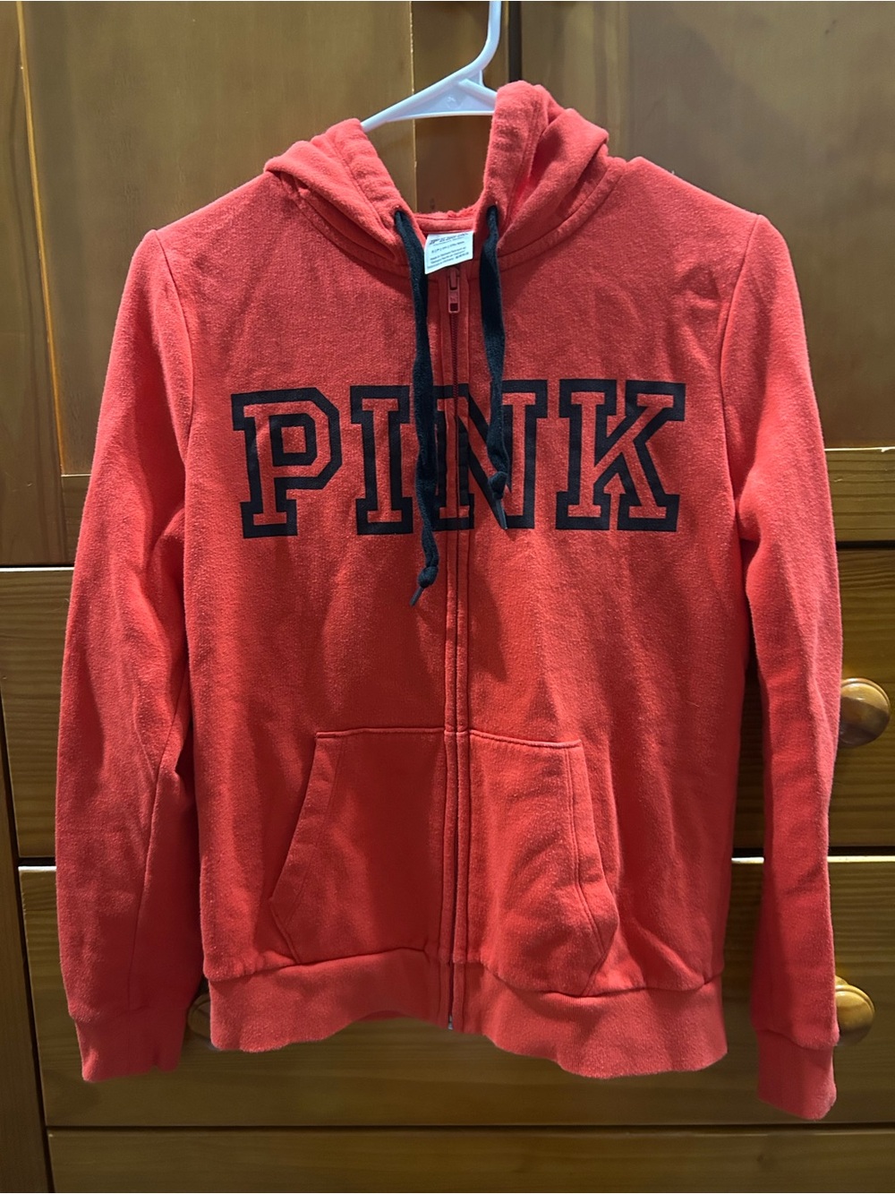 PINK Victoria's Secret Red Zip-Up Hoodie with Hood